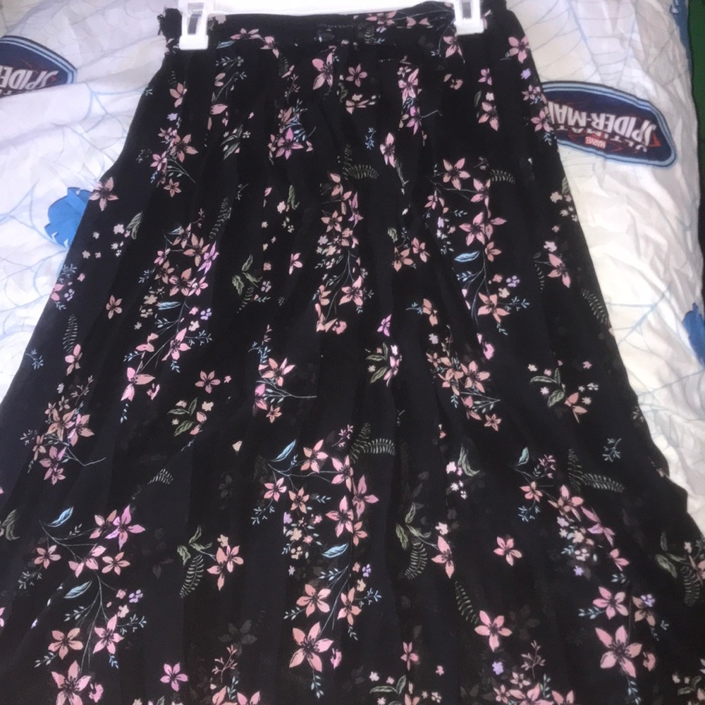 Black and pink flower skirt